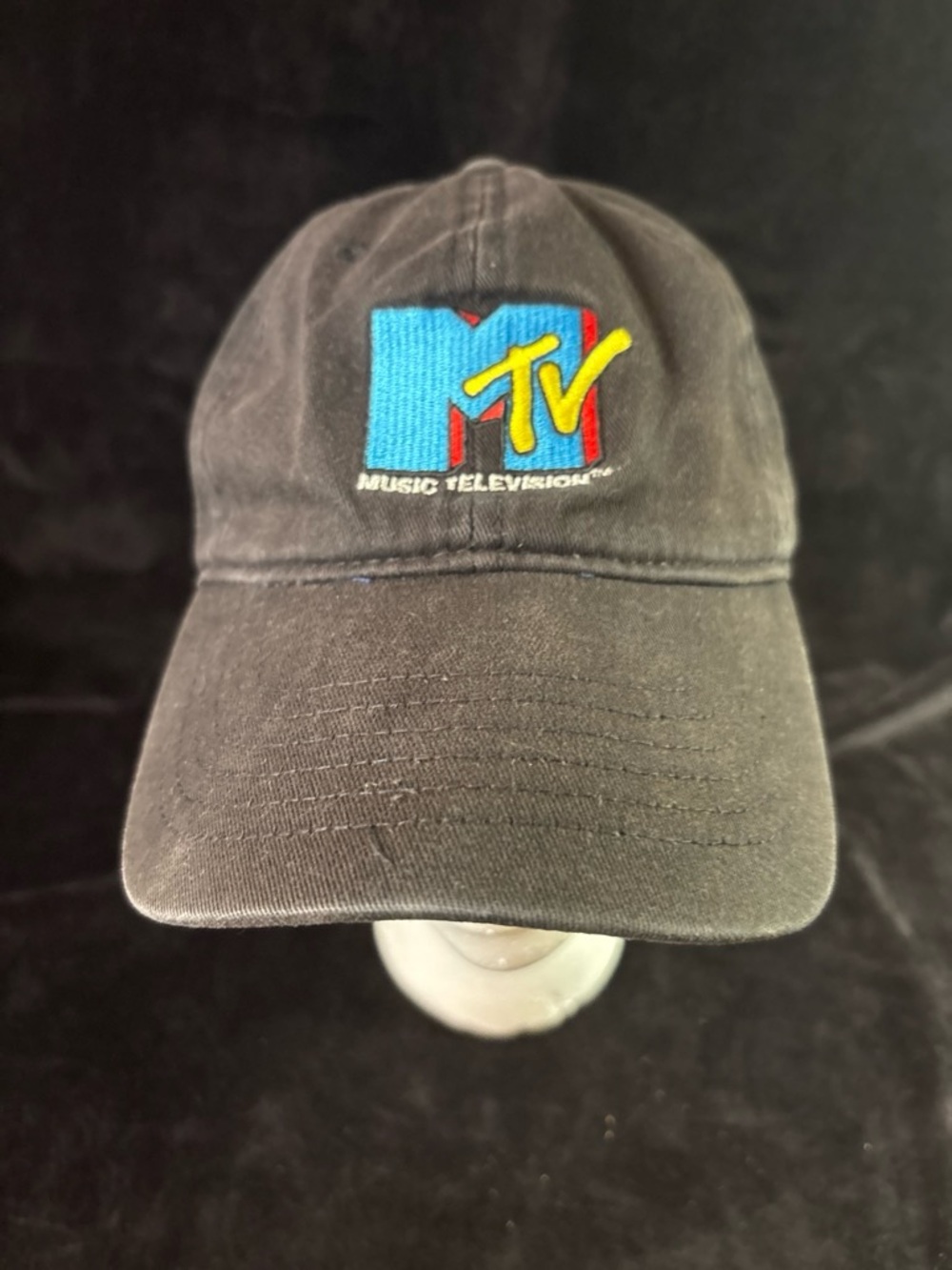 MTV Embroidered Classic Logo Dad Hat Adjustable Cap Black Retro Y2K Vibe